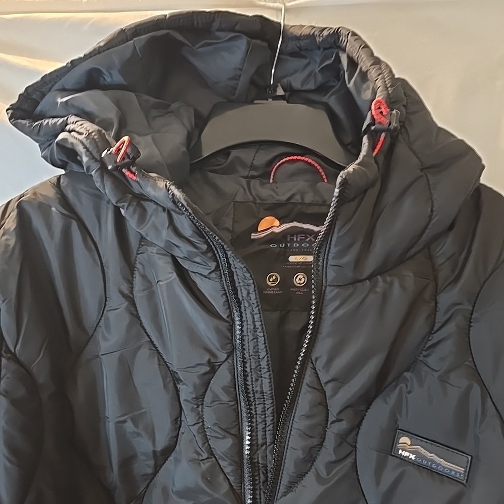 HFX Outdoors Men's Onion‎ Quilted Water Resistant Puffer Coat Hooded Black L NWT - Picture 5 of 16
